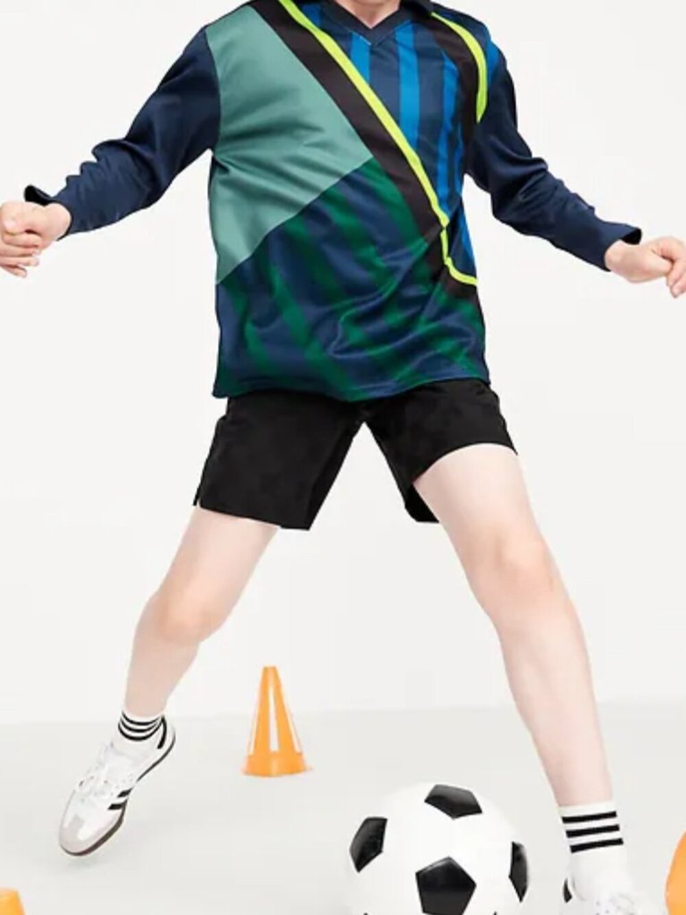 Oversized Long-Sleeve Collared Soccer Top